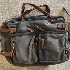 Oversized Laptop/Messenger Bag | Gray and Brown